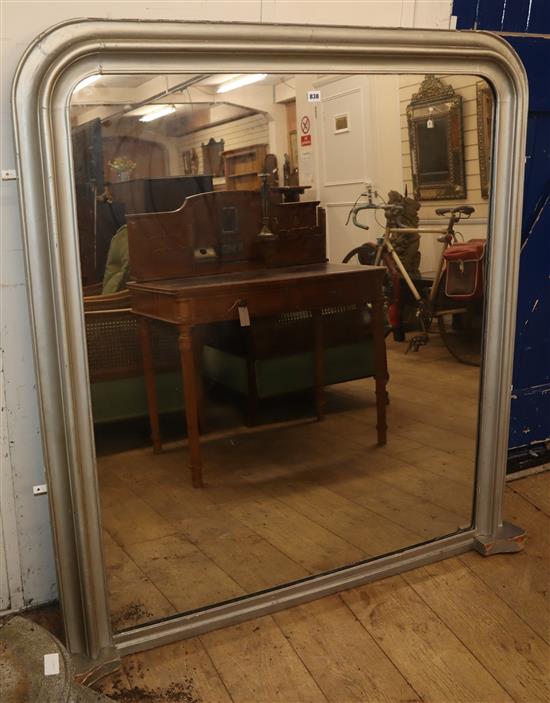 A Victorian overmantel mirror, later painted, H.140cm